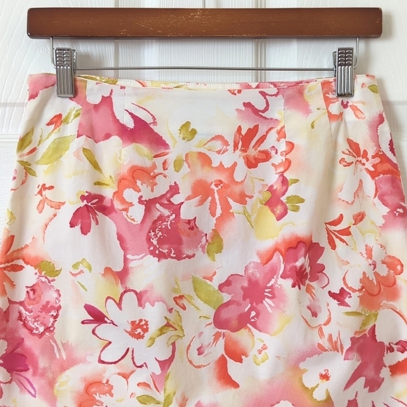 Real Clothes by Saks Fifth Avenue 90's Vintage Floral A-Line Mini Skirt Pink 6 - Picture 8 of 8